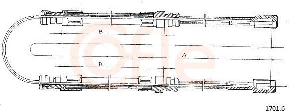 Трос ручника (тросик ручного тормоза) Cofle. Артикул 1701.6
