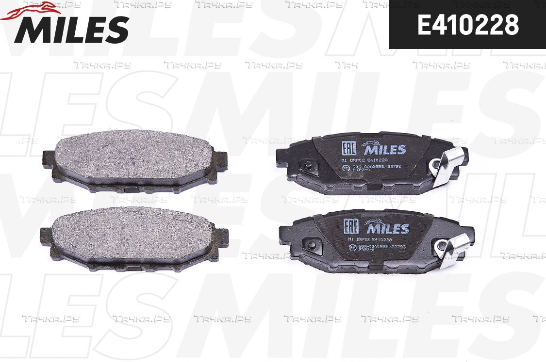 Тормозные колодки Miles (Low-Metallic) задние для Subaru BRZ 2012-2016. Артикул E410228