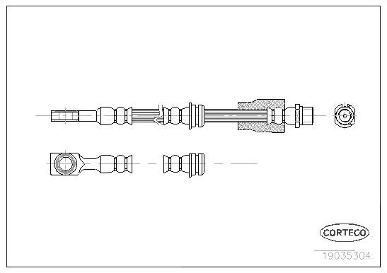 Тормозной шланг Corteco передний правый/левый для Opel Astra H 2004-2014. Артикул 19035304