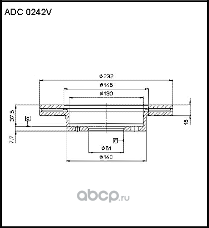 Диск тормозной (Allied Nippon). Артикул ADC0242V