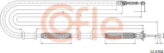 Трос ручника (тросик ручного тормоза) Cofle задний правый для Fiat Doblo I 2001-2015. Артикул 92.12.0708