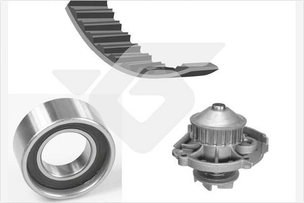 Помпа (водяной насос) с комплектом ремня ГРМ Hutchinson. Артикул KH 37WP23