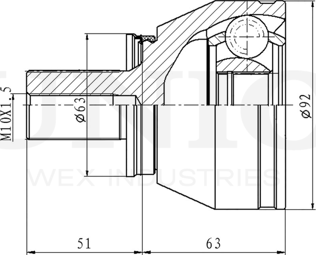 ШРУС наружный (Unio). Артикул CVJ-20222