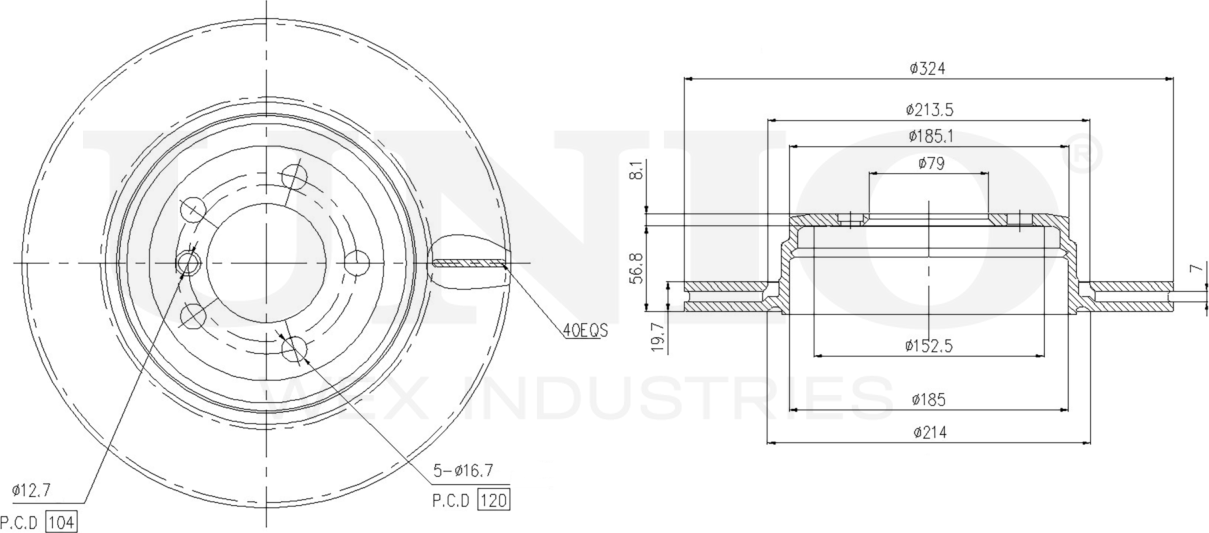 Диск тормозной (Unio). Артикул BRD-20567