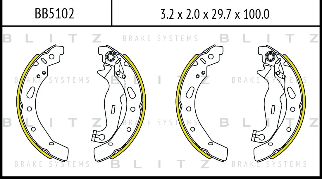 Колодки тормозные барабанные (Blitz). Артикул BB5102