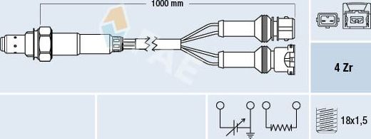 Лямбда-зонд (кислородный датчик) FAE для Fiat Cinquecento 1991-1999. Артикул 77124