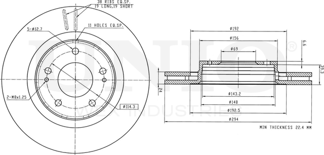 Диск тормозной (Unio). Артикул BRD-20050