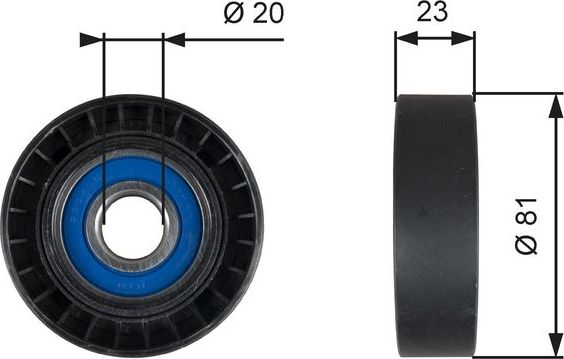 Направляющий (ведущий) ролик приводного поликлинового ремня Gates DriveAlign® для Fiat Tipo 160 1987-1995. Артикул T36208