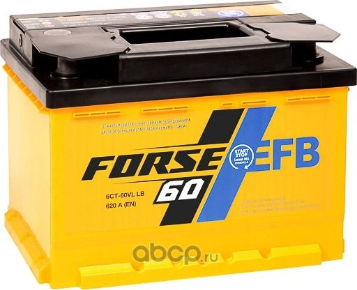 Аккумулятор EFB 6CT-60VLR LB 60Ah 620A 242х175х175 полярность 0 клеммы A тип кре (Forse). Артикул 560110051