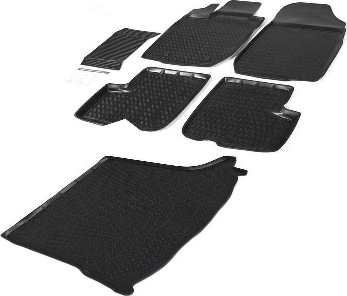 Комплект ковриков Rival для салона и багажника Lada Largus универсал (5 мест), Cross универсал (5 мест) 2012-2021. Артикул K16003001-2