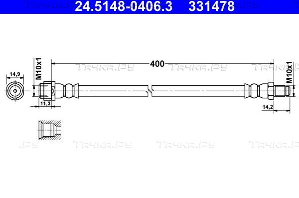 Тормозной шланг ATE. Артикул 24.5148-0406.3