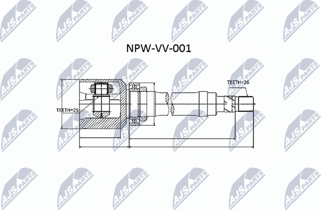 Шрус внутренний (граната) NTY передний правый для Volvo 850 1991-1996. Артикул NPW-VV-001