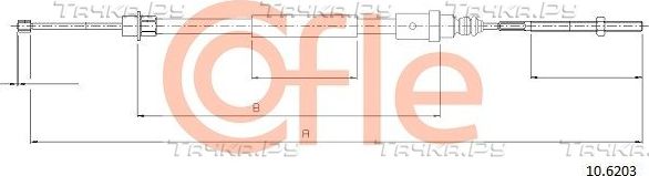 Трос ручника (тросик ручного тормоза) Cofle. Артикул 10.6203