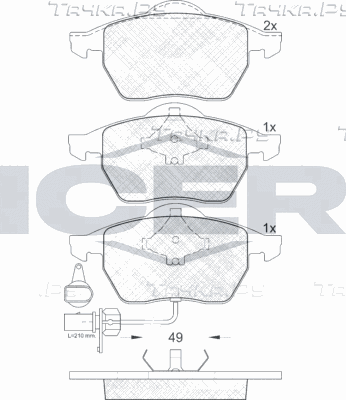 Тормозные колодки Icer передние для SEAT Alhambra I 1996-2010. Артикул 181384