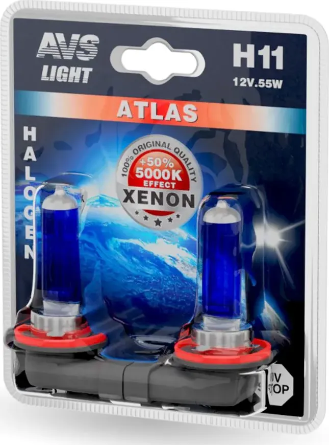 Лампа 12V H11 55W PGJ19-2 блистер (2шт.) AVS. Артикул A78565S