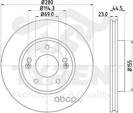 Тормозной диск (Tyren). Артикул TYR1016271