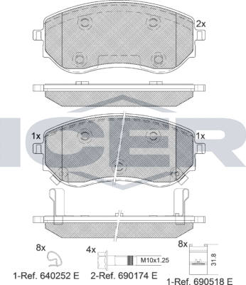 Тормозные колодки Icer передние для Nissan Navara D23 2020-2026. Артикул 182342