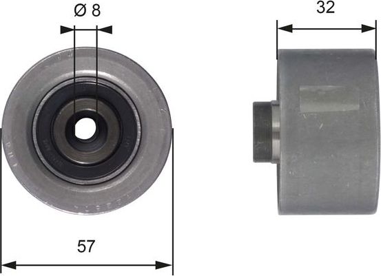 Направляющий (ведущий) ролик ремня ГРМ Gates (Металл). Артикул T42066