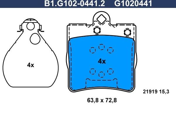 Тормозные колодки Galfer. Артикул B1.G102-0441.2