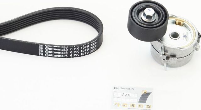 Приводной ремень поликлиновой с роликами (комплект) ContiTech для Opel Corsa F 2019-2026. Артикул 6PK1070K5