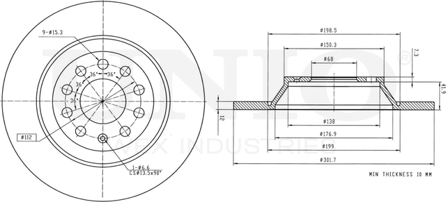 Диск тормозной (Unio). Артикул BRD-20491