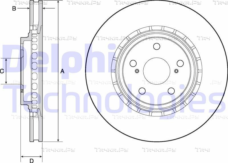Тормозной диск Delphi передний для Toyota Alphard II 2008-2014. Артикул BG4691C