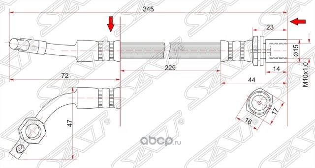 ШЛАНГ ТОРМОЗНОЙ ЗАДНИЙ ТАИЛАНД ДИСК.ТОРМОЗА TOYOTA LAND CRUISERPRADO 90-98 2 LH (SAT). Артикул ST9094702615