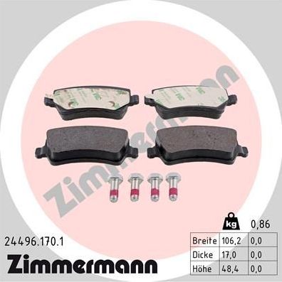 Тормозные колодки Zimmermann. Артикул 24496.170.1