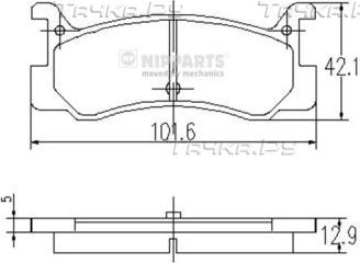 Тормозные колодки Nipparts задние для Mazda 323 III (BF) 1985-1995. Артикул J3613003