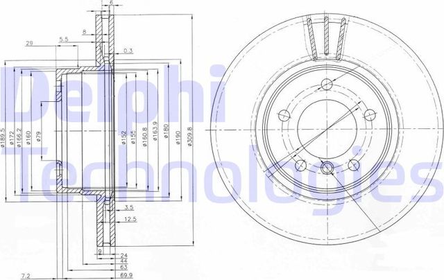 Тормозной диск Delphi. Артикул BG3870