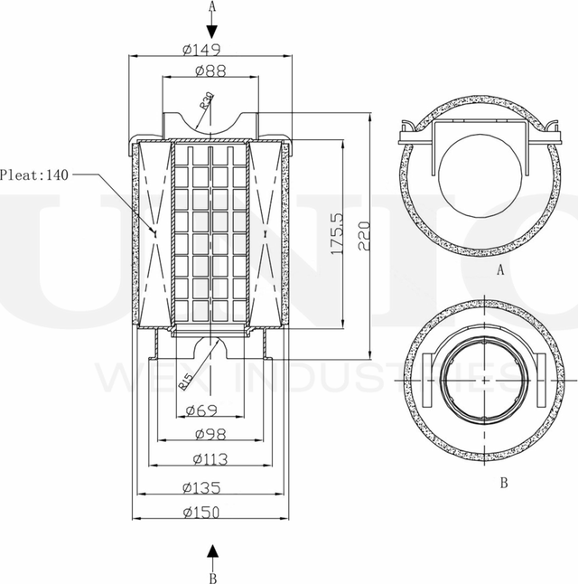 Фильтр воздушный (Unio). Артикул FLT-10003