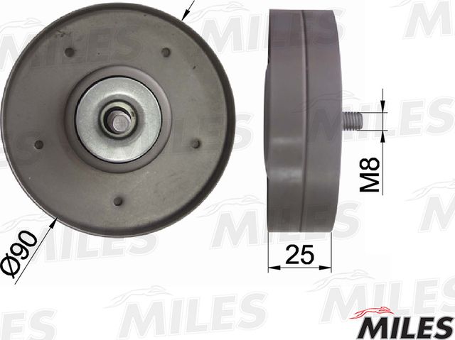 Направляющий (ведущий) ролик приводного поликлинового ремня Miles. Артикул AG03118