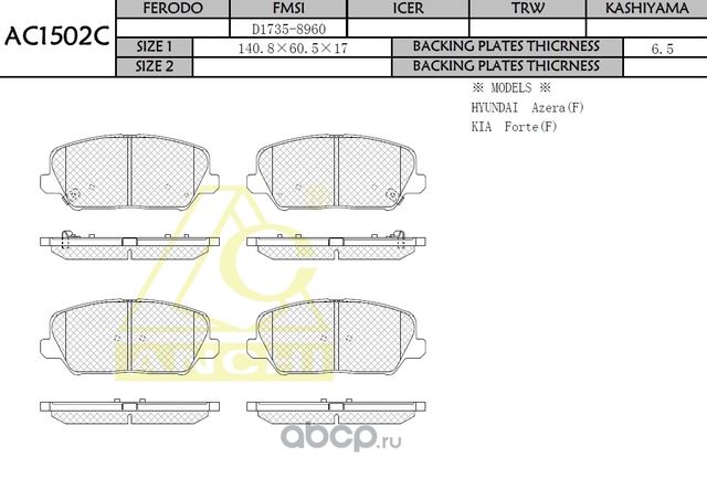 Тормозные колодки ANCHI AC1502C Anchi. Артикул AC1502C