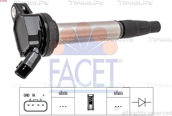 Катушка зажигания Facet OE Equivalent для Toyota Corolla E140, E150 2006-2014. Артикул 9.6436