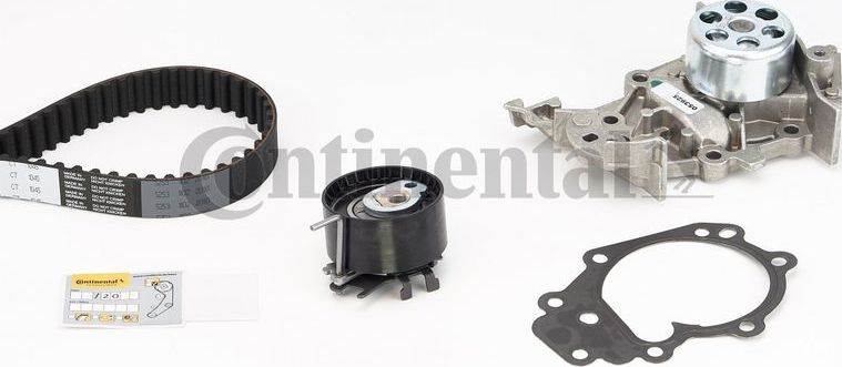 Помпа (водяной насос) с комплектом ремня ГРМ ContiTech для Dacia Sandero I 2008-2013. Артикул CT1045WP1