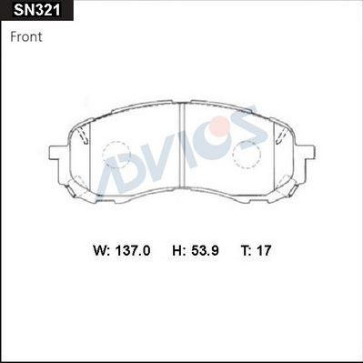 Тормозные колодки Advics передние для Subaru Outback IV 2009-2014. Артикул SN321