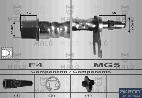 Тормозной шланг Malò передний правый для Peugeot 406 I 1995-2004. Артикул 8628