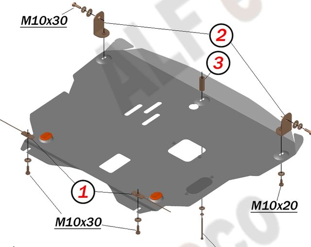 Защита алюминиевая Alfeco для картера и КПП Toyota Prius II HW20 2003-2009. Артикул ALF.24.77 AL4