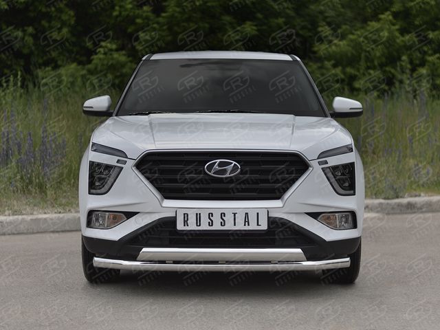 Защита RusStal переднего бампера d63 секции-d75x42 дуга для Hyundai Creta II 2021-2026. Артикул HCRZ-003819