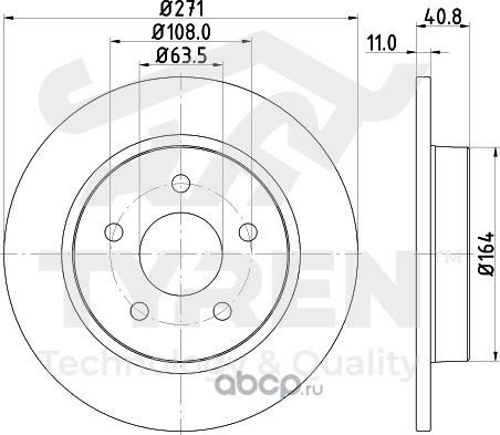 Тормозной диск (Tyren). Артикул TYR1012871