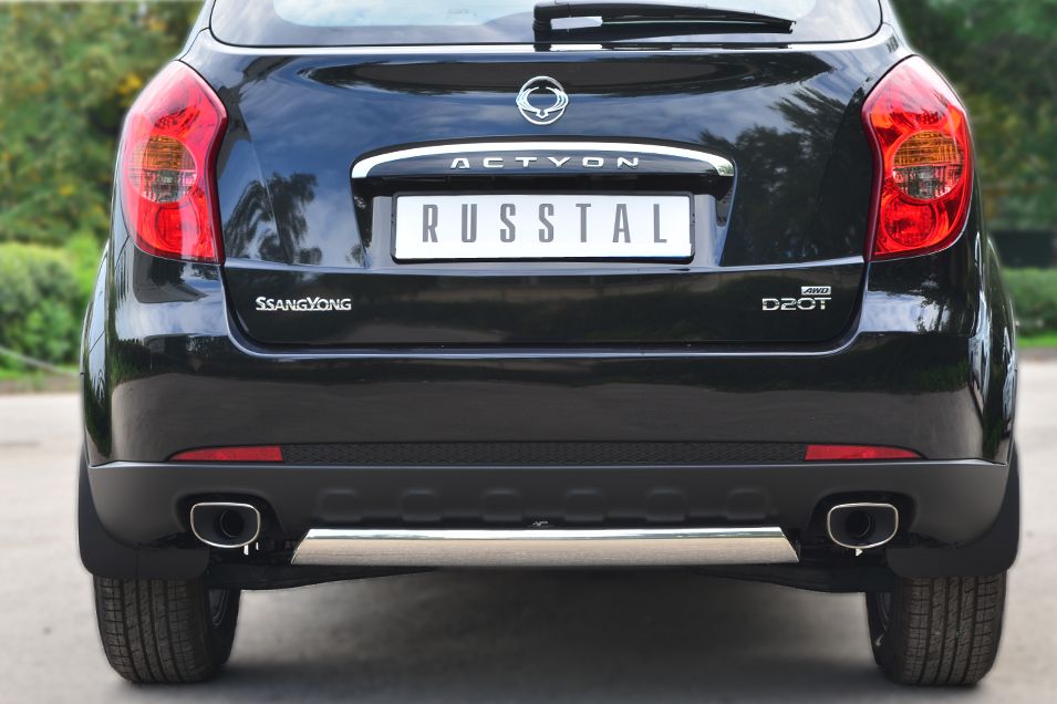 Защита RusStal заднего бампера d75/42 (дуга) для SsangYong New Actyon II 2010-2013. Артикул SAZ-001429
