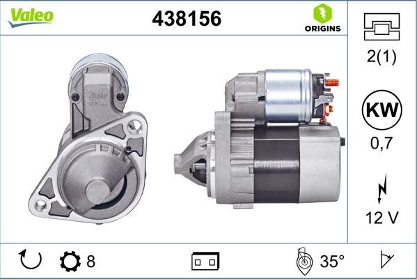 Стартер Valeo VALEO ORIGINS NEW OE TECHNOLOGY. Артикул 438156