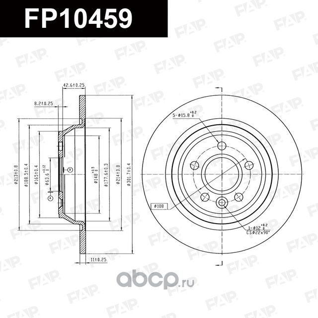 Диск тормозной задний (FAP). Артикул FP10459
