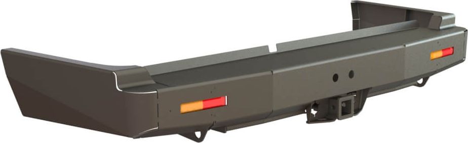 Бампер силовой STC задний для Toyota Land Cruiser 80 1990-1997 с квадратом под фаркоп и дублирующими фонарями. Артикул STC-TLC80-BR-L1