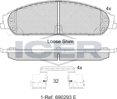 Тормозные колодки Icer передние для Dodge Challenger III 2012-2026. Артикул 182068