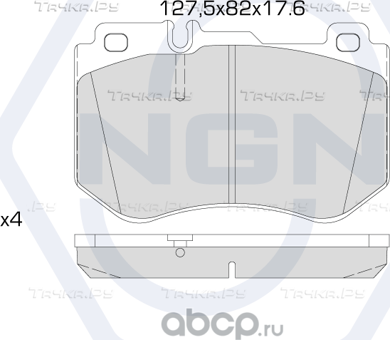 Колодки тормозные керамические, передние (NGN). Артикул 3502150
