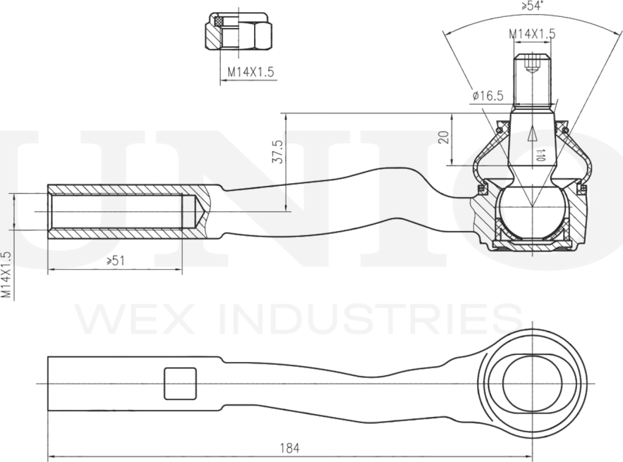 Наконечник рулевой тяги (Unio). Артикул SSP-10116