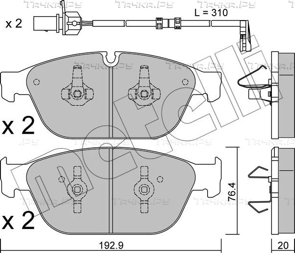 Тормозные колодки Metelli передние для Audi S8 III (D4) 2012-2018. Артикул 22-0954-0K