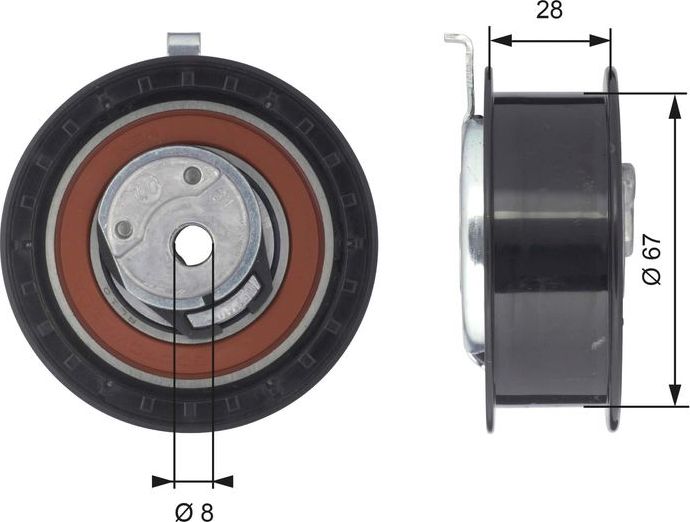 Натяжной ролик (натяжитель) ремня ГРМ Gates PowerGrip®. Артикул T43052