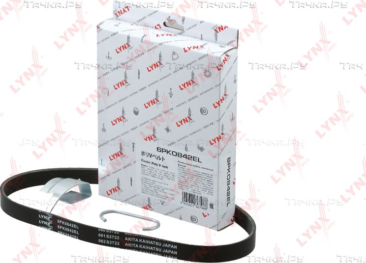 Приводной ремень поликлиновой LYNXauto ELASTIC для Volkswagen Caddy III 2010-2015. Артикул 6PK0842EL
